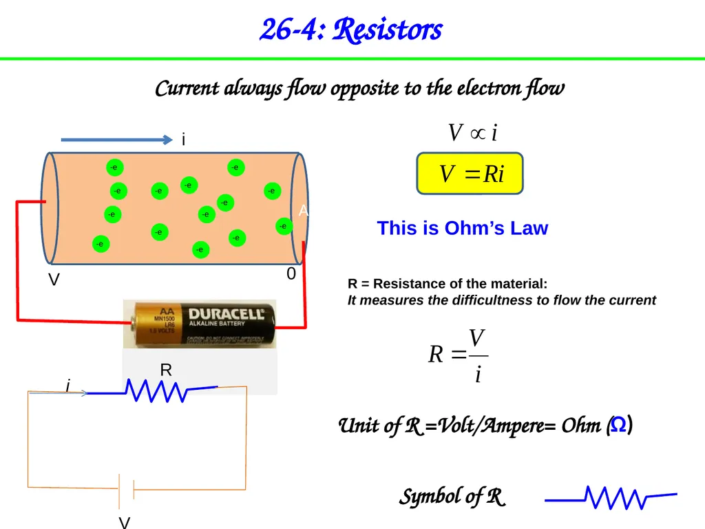 Chapter 26 Current and Resistance Charge in motion - slide 17 of 40