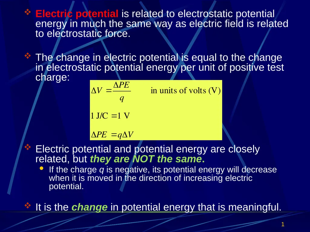Electric potential is related to electrostatic - slide 1 of 24