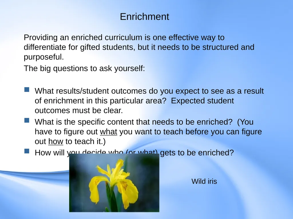 Curriculum for Gifted Students Component 6 of the - slide 26 of 41
