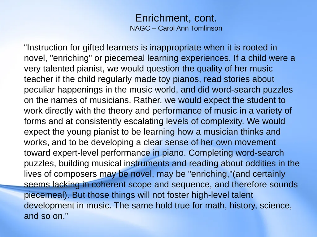 Curriculum for Gifted Students Component 6 of the - slide 28 of 41