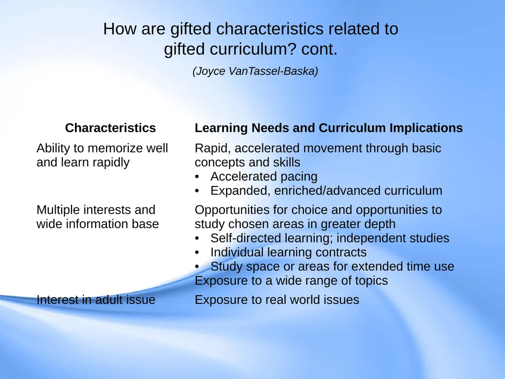 Curriculum for Gifted Students Component 6 of the - slide 8 of 41