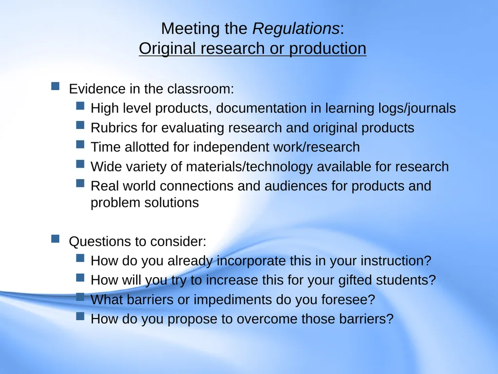 Curriculum for Gifted Students Component 6 of the - slide 15 of 41