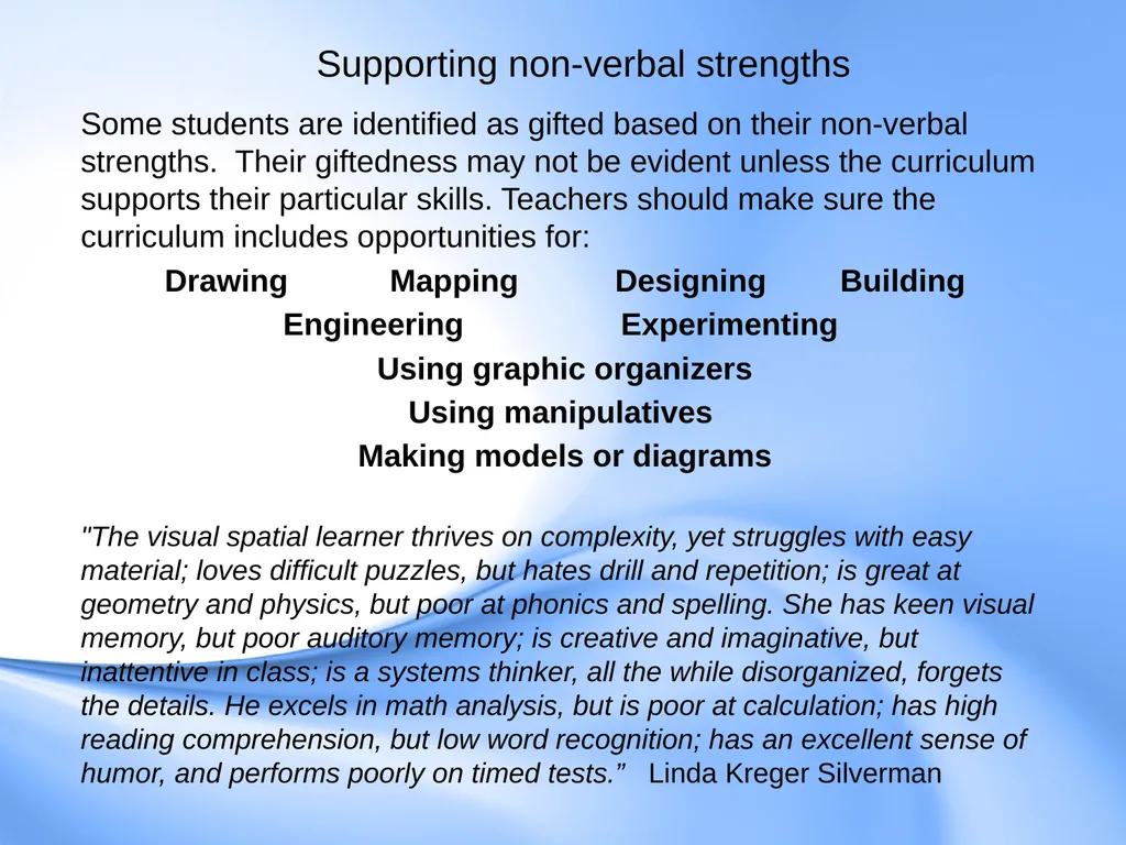 Curriculum for Gifted Students Component 6 of the - slide 31 of 41