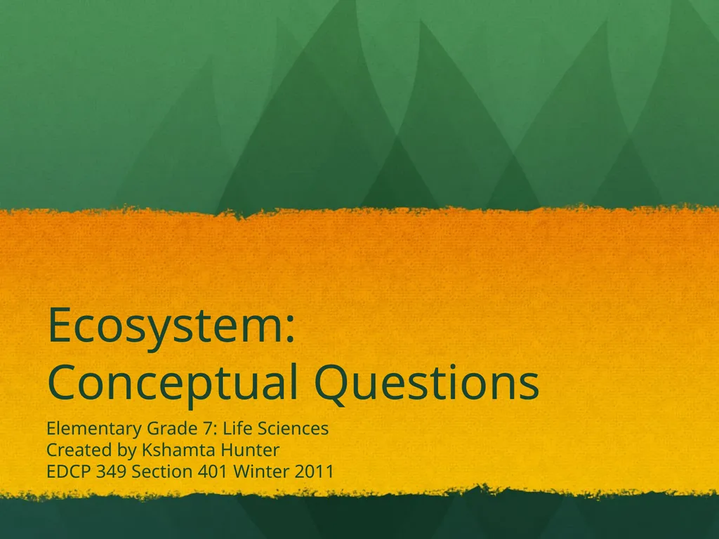 Ecosystem: Conceptual Questions Elementary Grade - slide 1 of 21