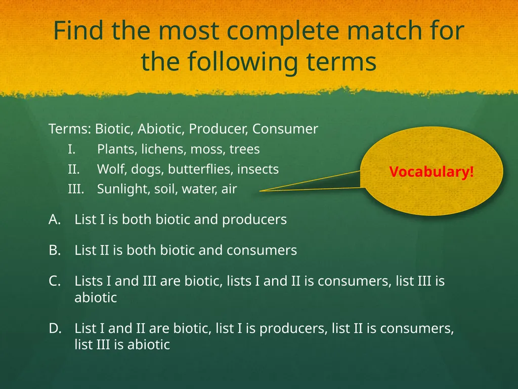 Ecosystem: Conceptual Questions Elementary Grade - slide 16 of 21