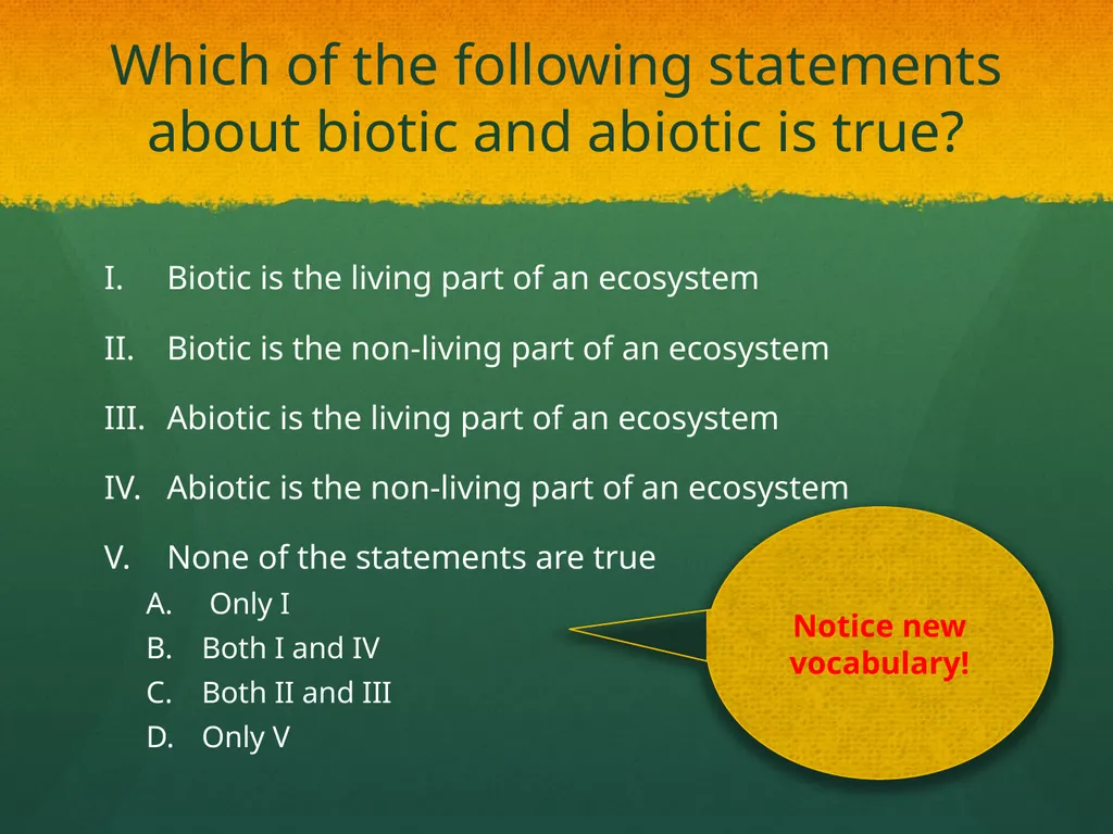 Ecosystem: Conceptual Questions Elementary Grade - slide 10 of 21