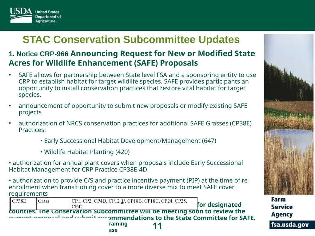 Farm Service Agency Conservation Programs Updates - slide 11 of 16