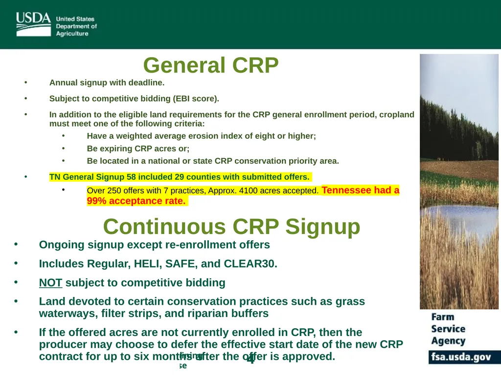 Farm Service Agency Conservation Programs Updates - slide 4 of 16