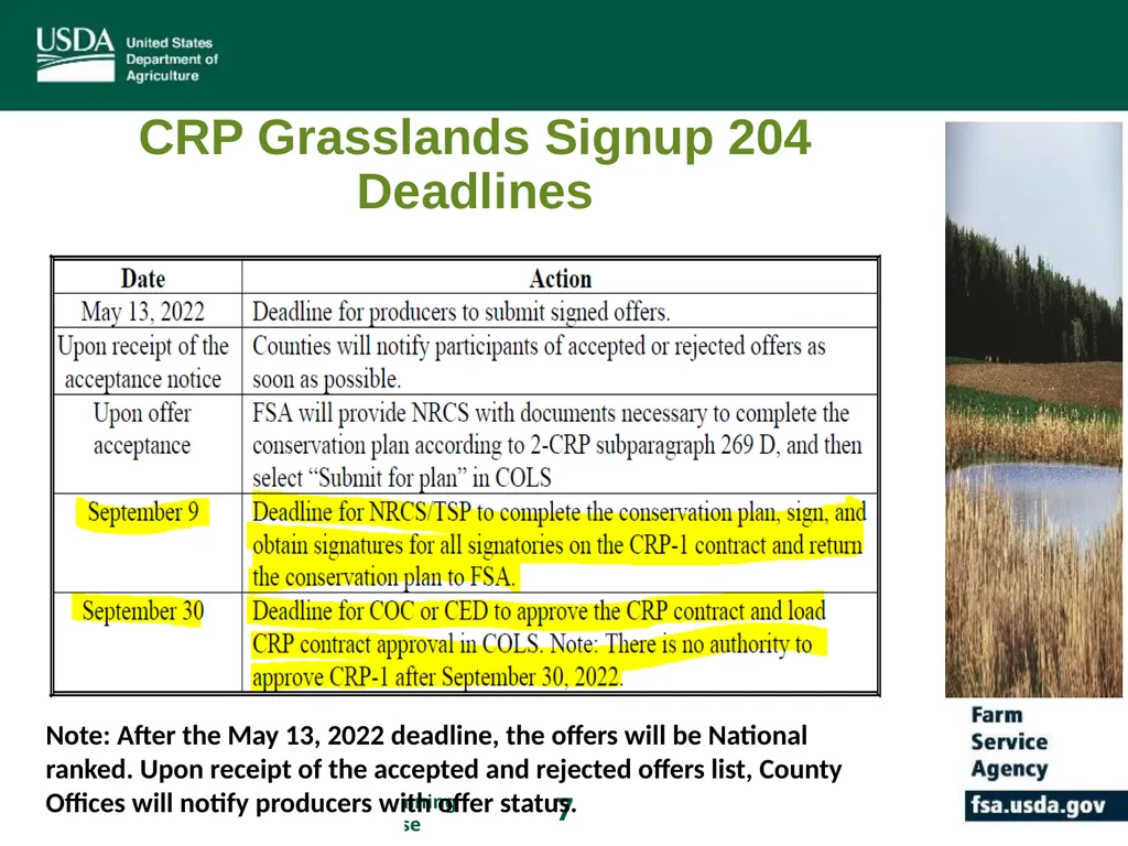 Farm Service Agency Conservation Programs Updates - slide 7 of 16