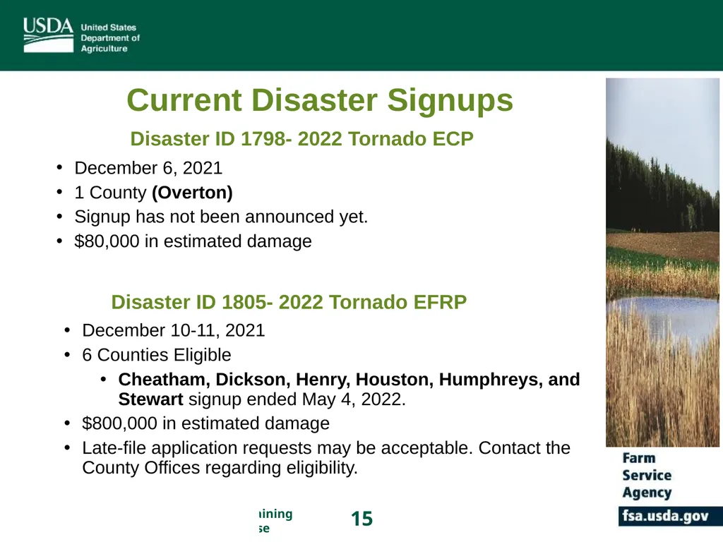 Farm Service Agency Conservation Programs Updates - slide 15 of 16