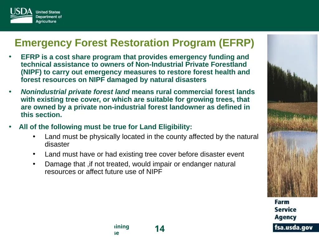 Farm Service Agency Conservation Programs Updates - slide 14 of 16