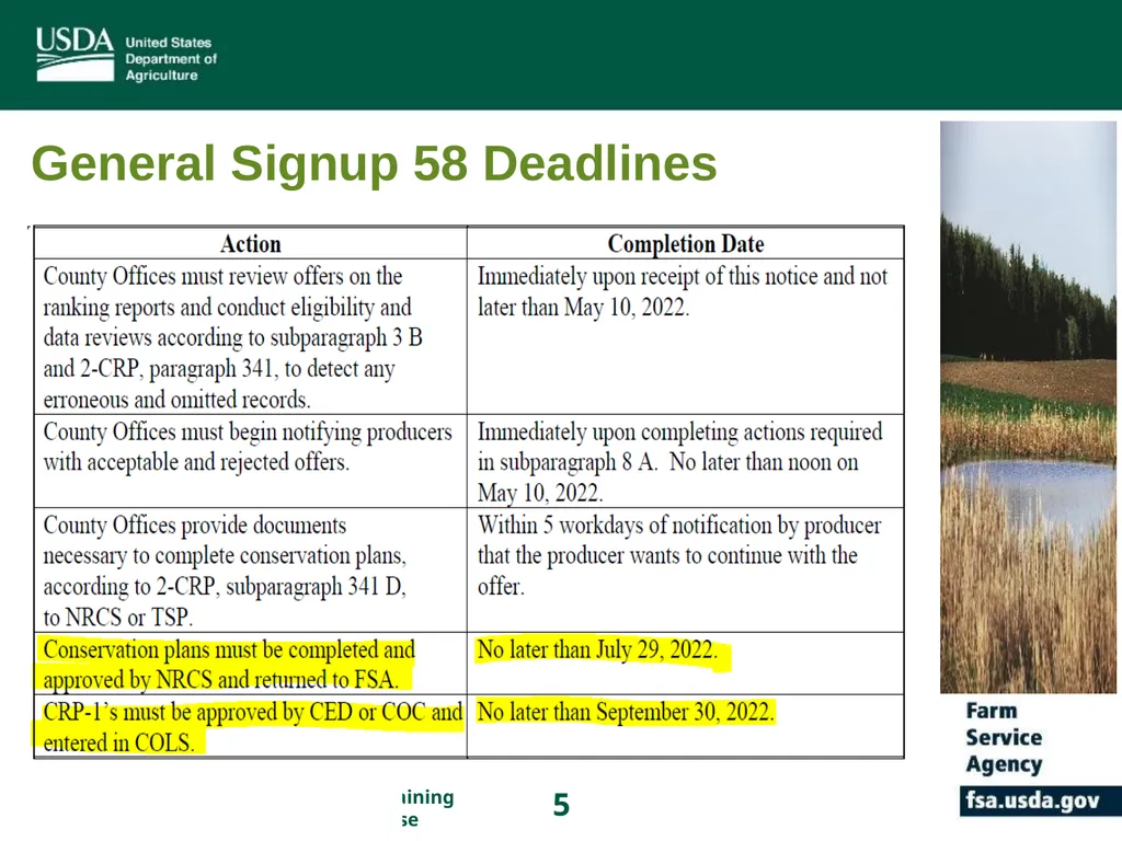 Farm Service Agency Conservation Programs Updates - slide 5 of 16