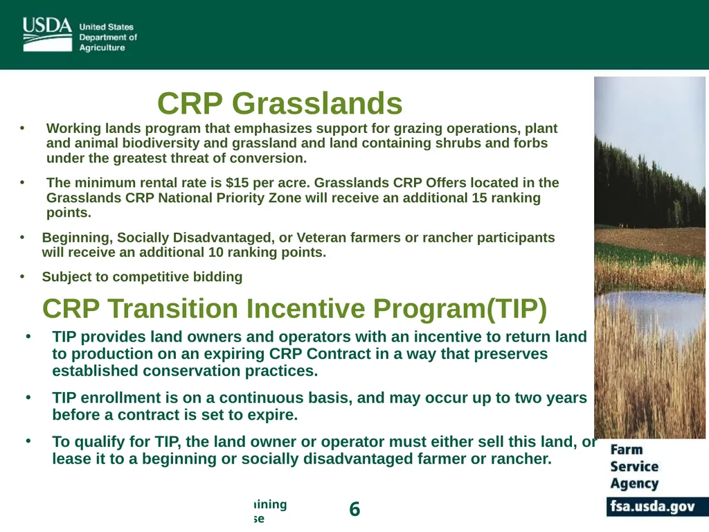 Farm Service Agency Conservation Programs Updates - slide 6 of 16