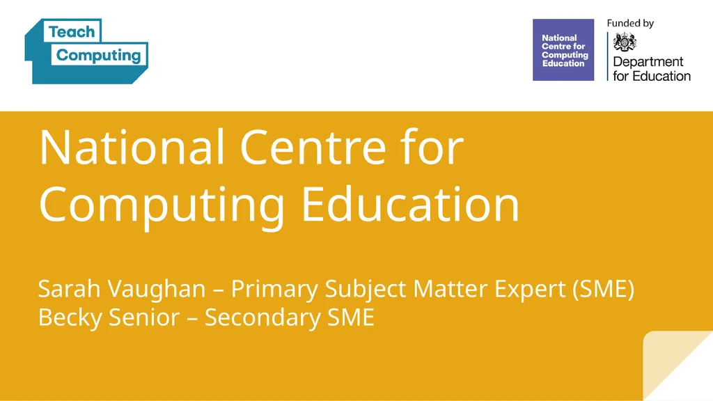 National Centre for Computing Education Sarah