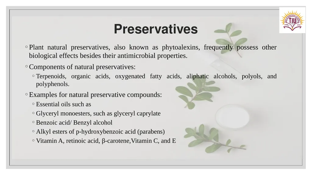 PHYTOCOSMETICS PHAR 535 Dr. ESRA TARIQ Formulation - slide 13 of 15