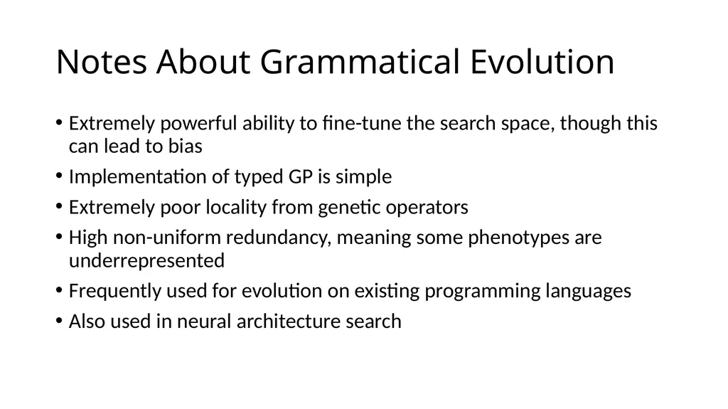 Genetic Programming Representations Sean Harris - slide 19 of 26