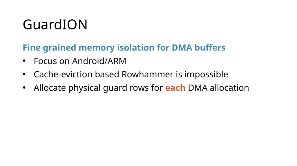 GuardION: Practical Mitigation of DMA-based - slide 35 of 48