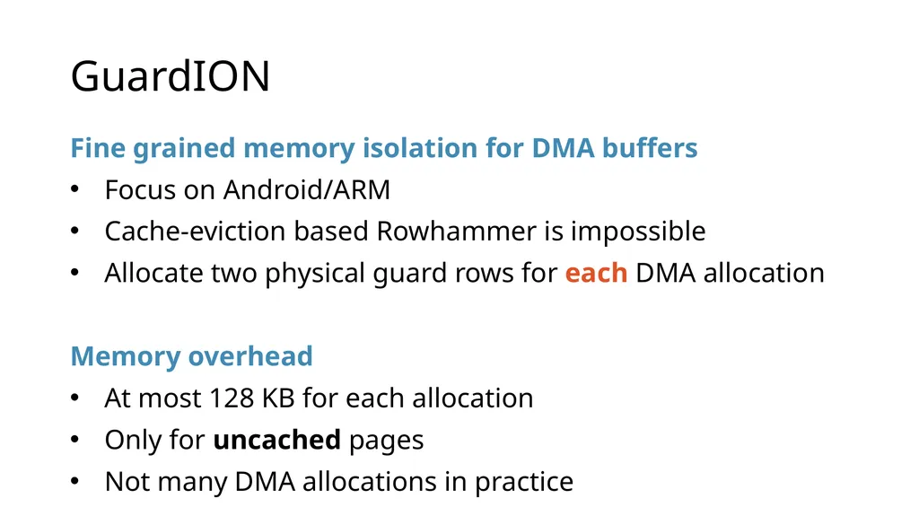 GuardION: Practical Mitigation of DMA-based - slide 42 of 48