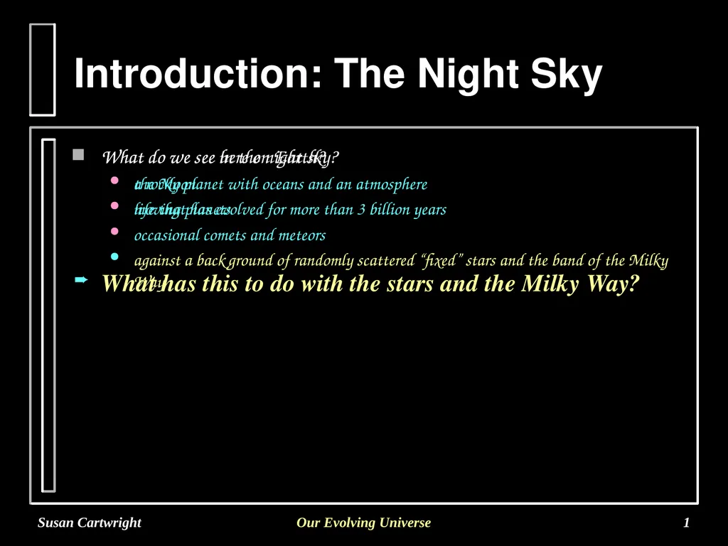 Susan Cartwright Our Evolving Universe 1 - slide 1 of 11