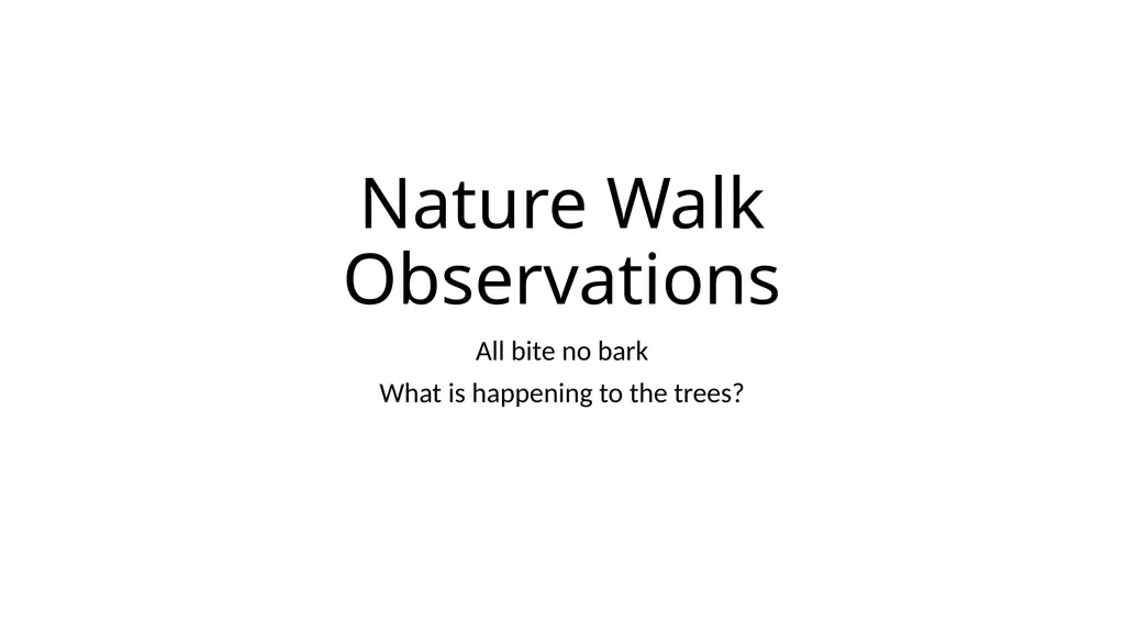 Nature Walk Observations All bite no bark What is - slide 1 of 7