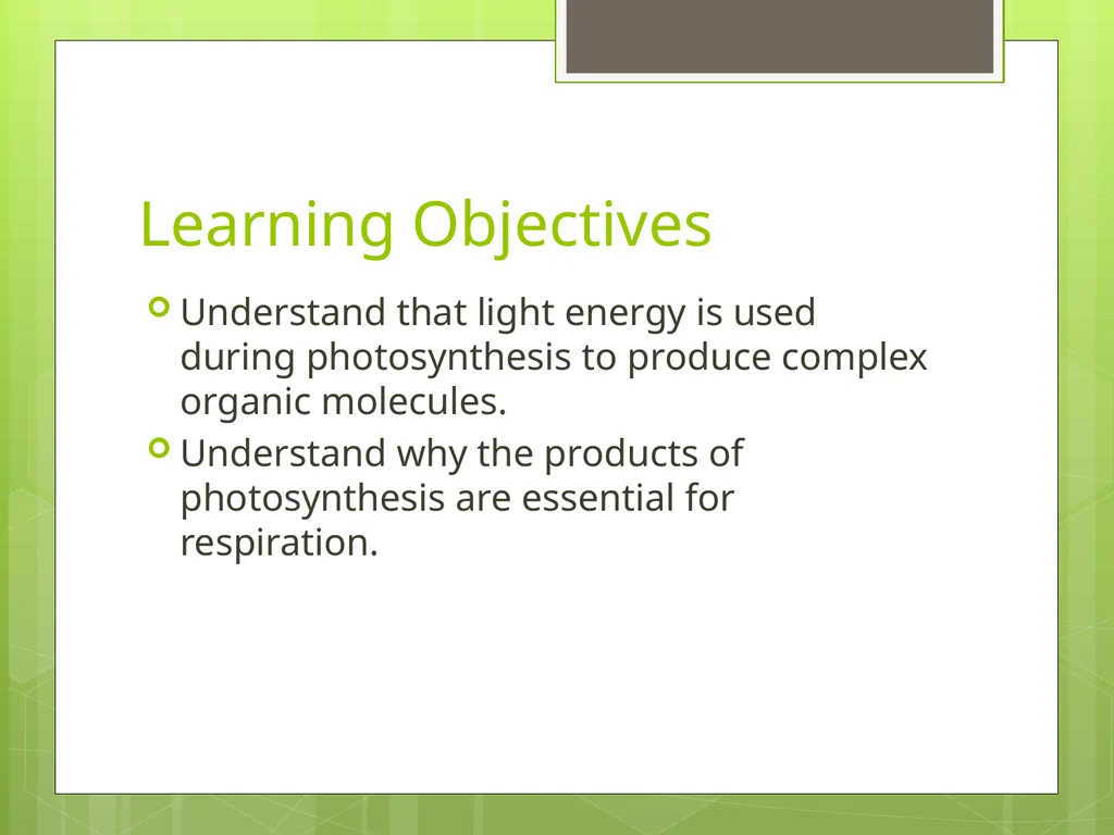 Photosynthesis Lesson 1 The interrelationship - slide 14 of 15