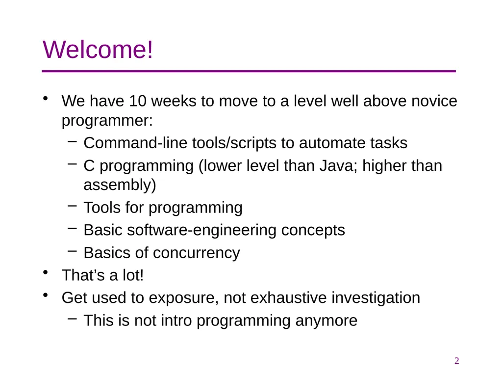 CSE 374 Programming Concepts & Tools Hal Perkins - slide 2 of 29