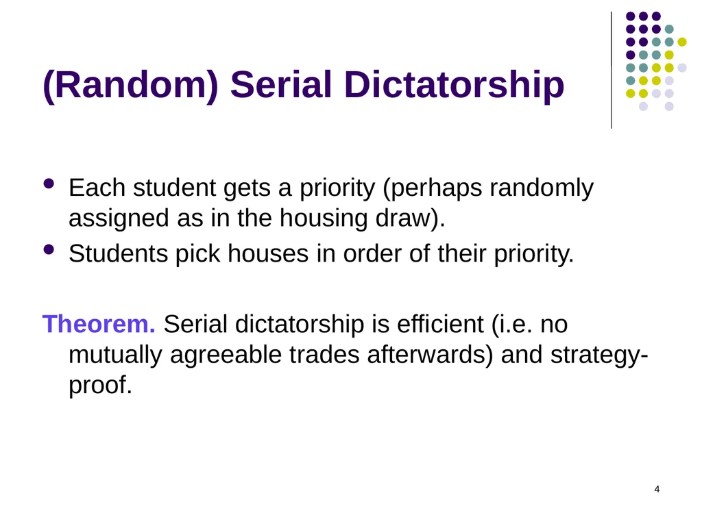 House Allocation and Kidney Exchange 1 House - slide 4 of 36