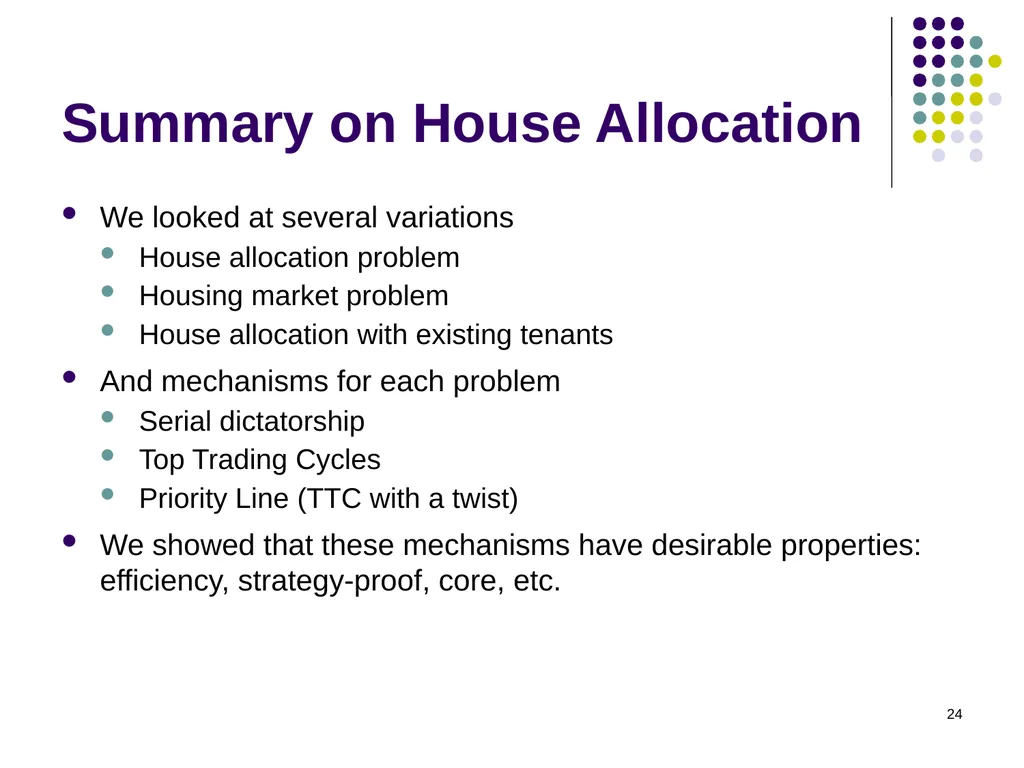 House Allocation and Kidney Exchange 1 House - slide 24 of 36