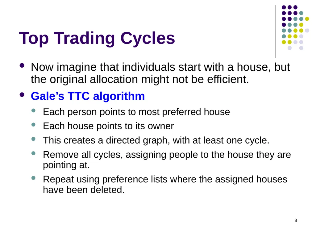 House Allocation and Kidney Exchange 1 House - slide 8 of 36