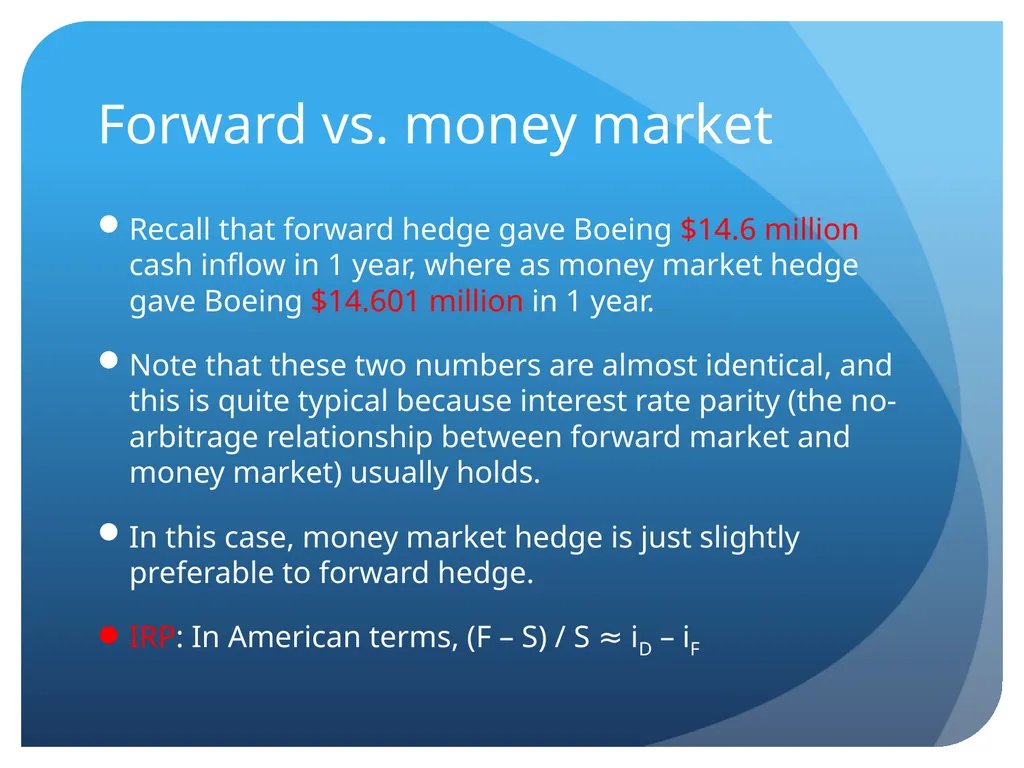 Transaction Exposure Sections Exposures Forwards - slide 11 of 22