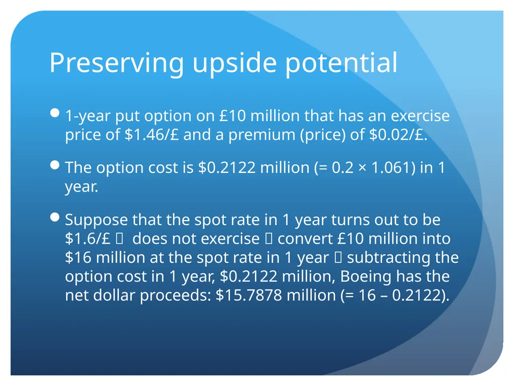 Transaction Exposure Sections Exposures Forwards - slide 14 of 22