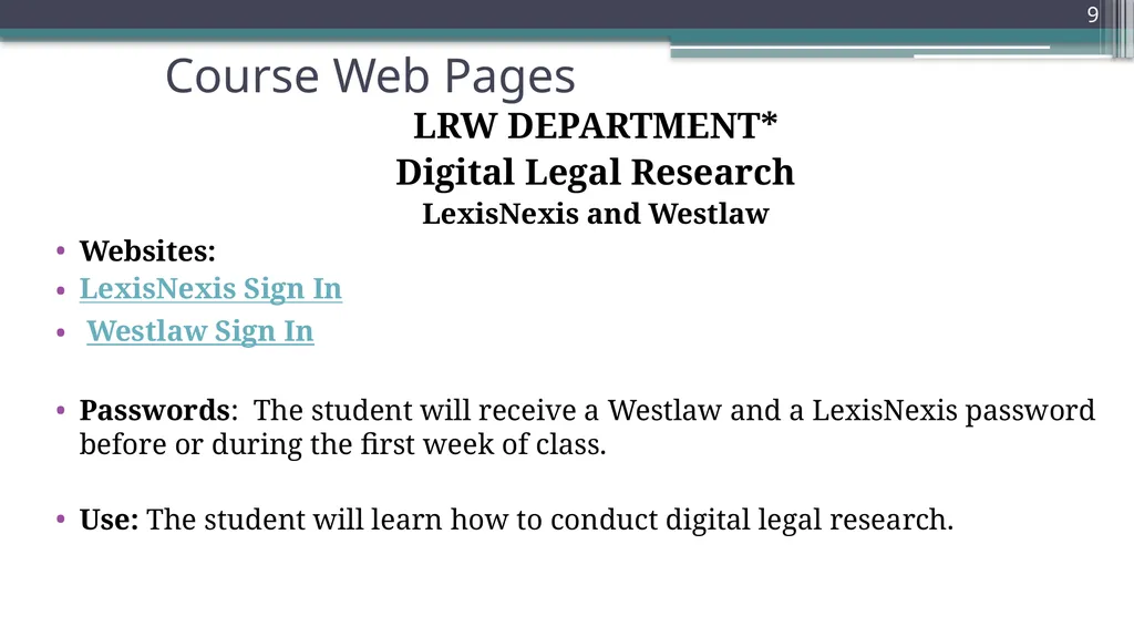 COURSE INTRODUCTION: Administrative LEGAL RESEARCH - slide 9 of 12