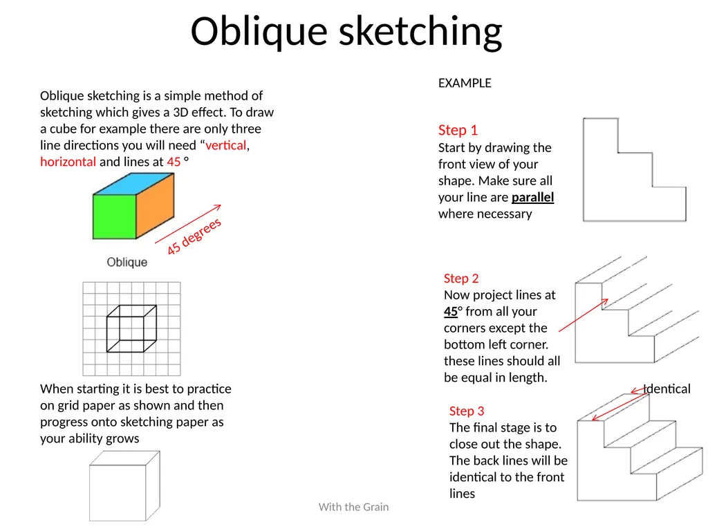 Sketching With the Grain Oblique sketching 45 - slide 2 of 4