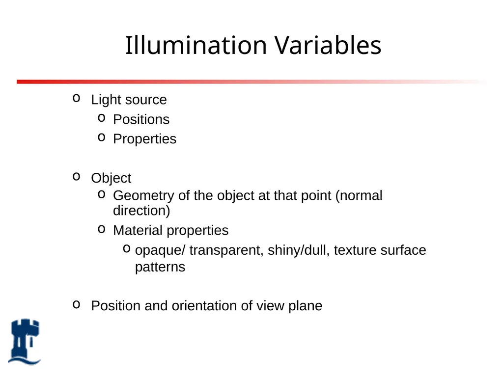 Lighting Rendering Light source Reflection models - slide 4 of 46