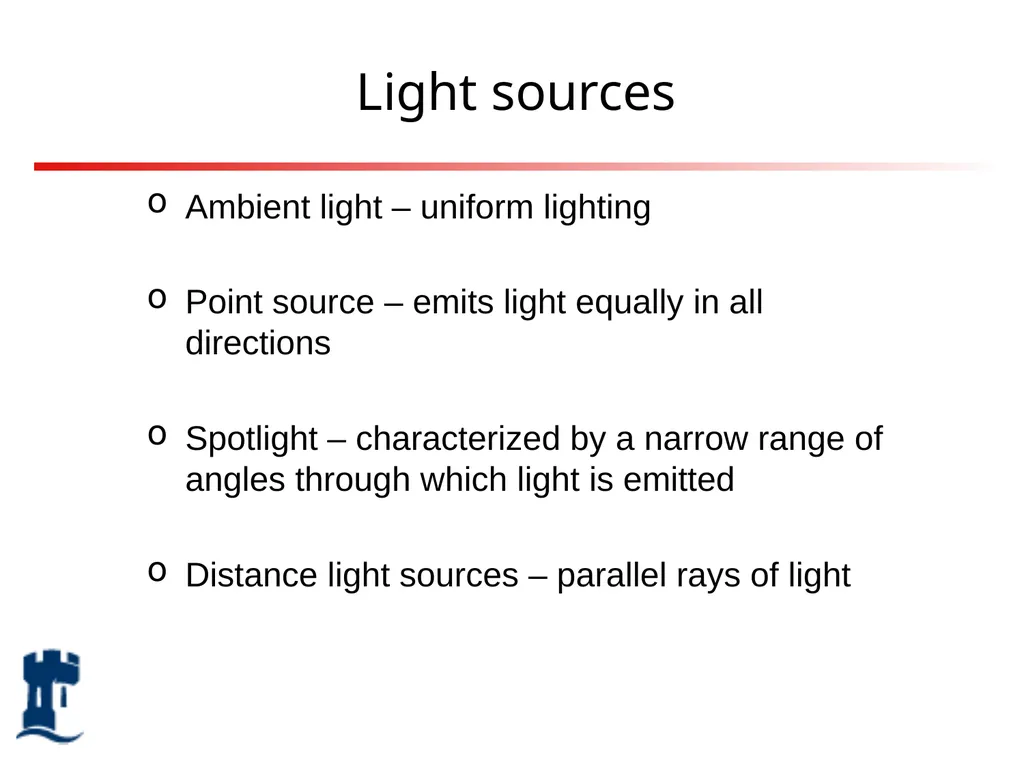 Lighting Rendering Light source Reflection models - slide 6 of 46