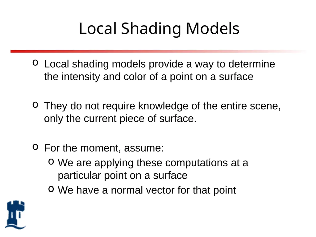 Lighting Rendering Light source Reflection models - slide 24 of 46