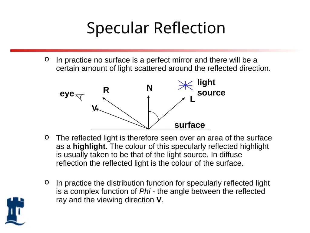 Lighting Rendering Light source Reflection models - slide 16 of 46