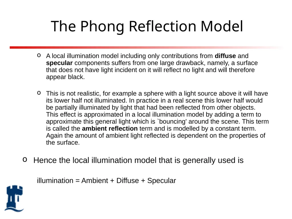 Lighting Rendering Light source Reflection models - slide 10 of 46