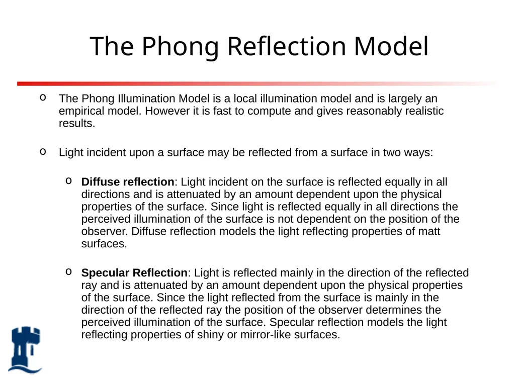 Lighting Rendering Light source Reflection models - slide 9 of 46