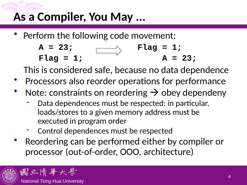 CS5102 High Performance Computer Systems Memory - slide 4 of 36