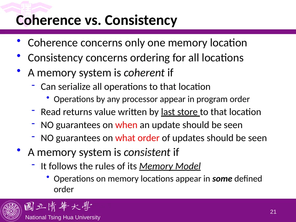 CS5102 High Performance Computer Systems Memory - slide 21 of 36