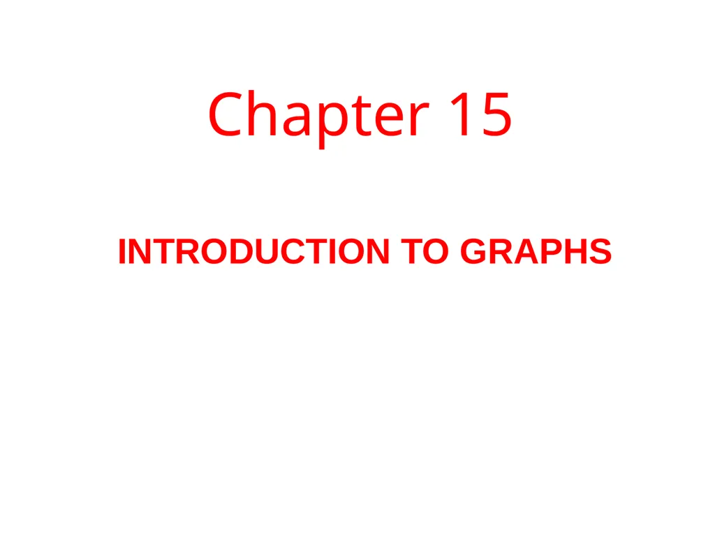 Introduction to Graphs Chapter 15 The chapter - slide 1 of 15