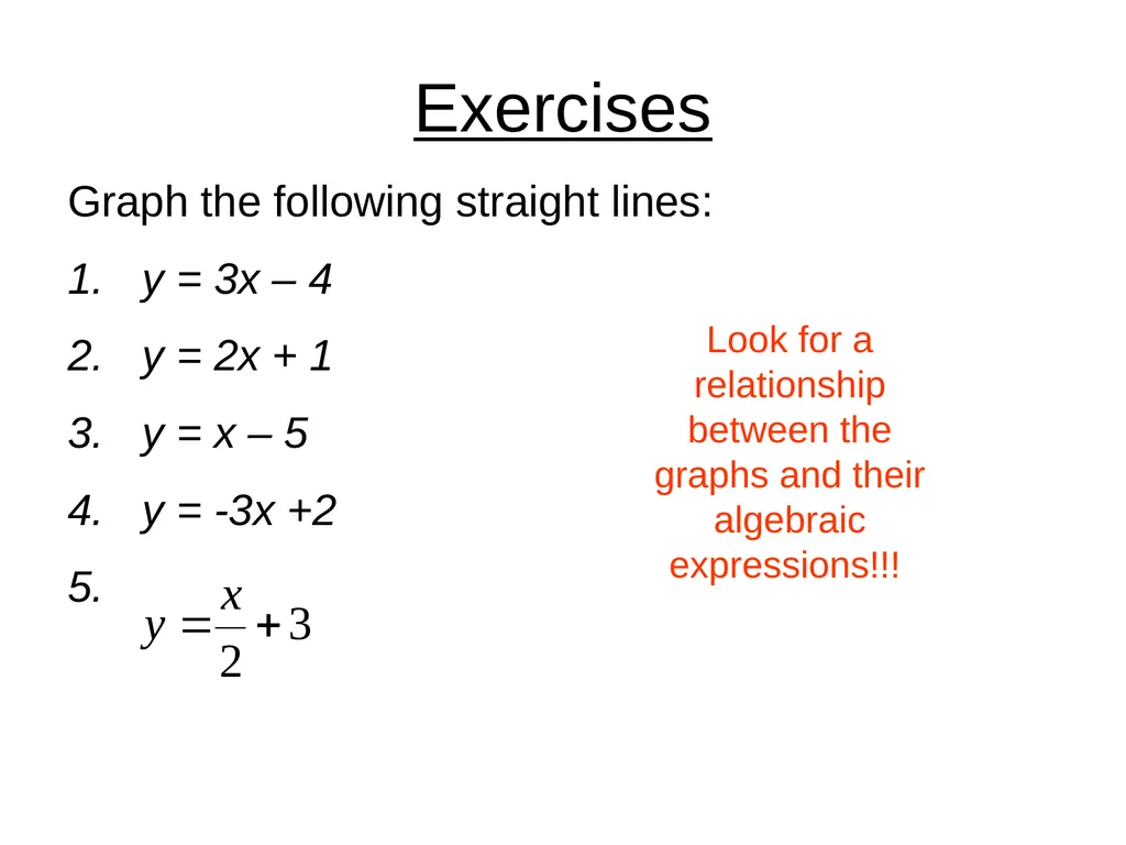 Graphs of Straight Lines How to graph equations - slide 6 of 14