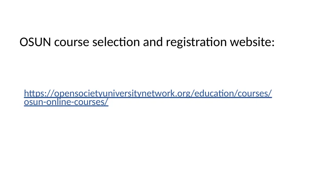 OSUN course selection and registration website: