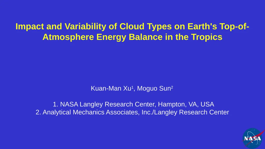 Impact and Variability of Cloud Types on Earth's - slide 1 of 20