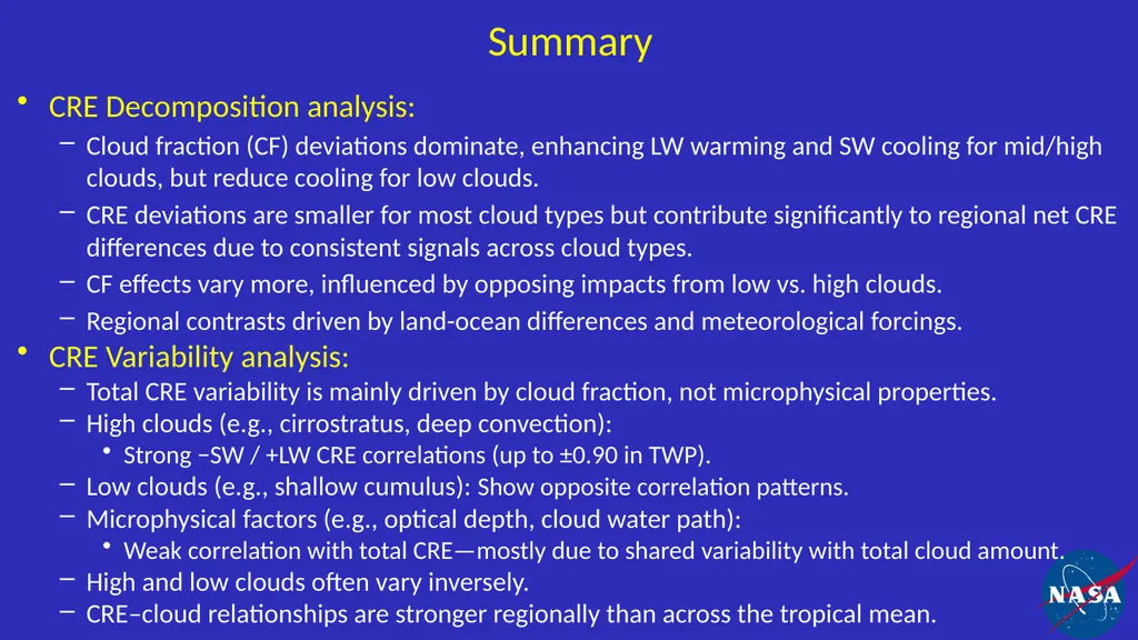 Impact and Variability of Cloud Types on Earth's - slide 18 of 20