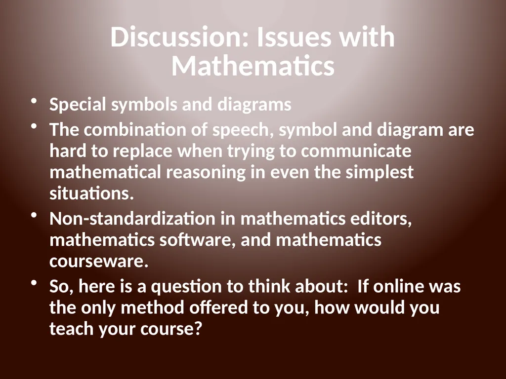 MUS Online Courses and Programs The problem of - slide 18 of 18