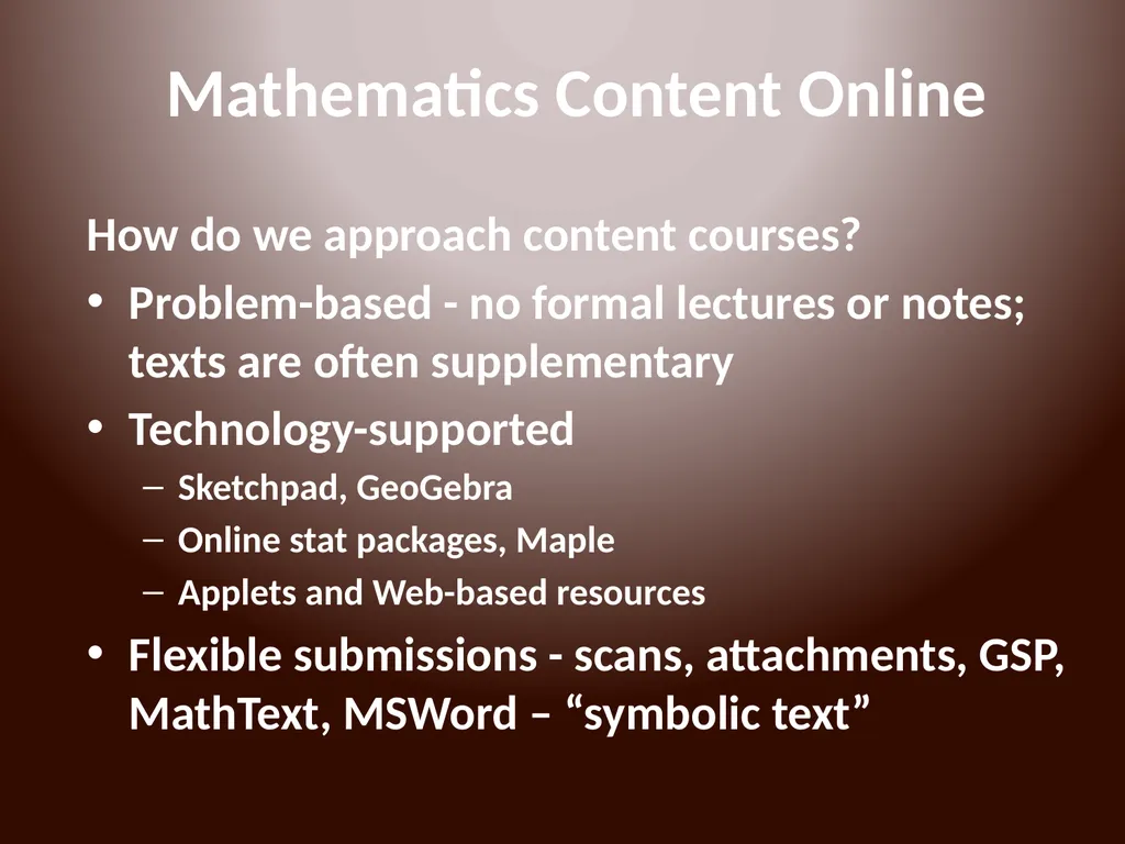 MUS Online Courses and Programs The problem of - slide 10 of 18