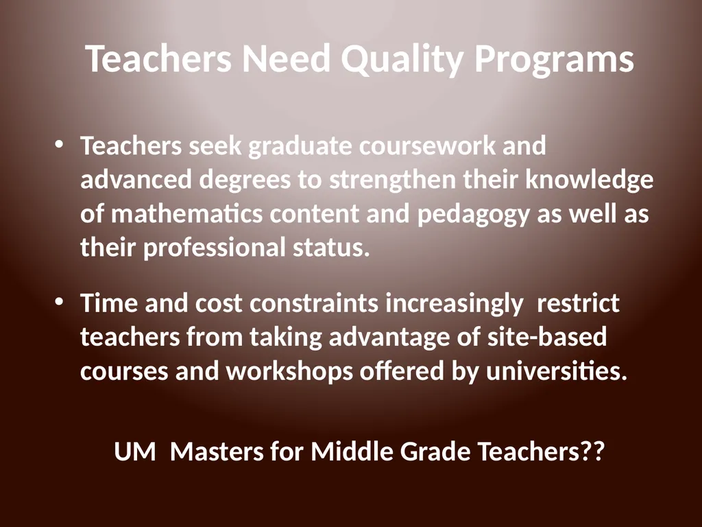 MUS Online Courses and Programs The problem of - slide 7 of 18