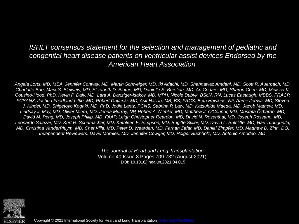ISHLT consensus statement for the selection and - slide 1 of 3